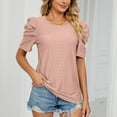 thumbnail image 6 of Njoeus Women's Summer Shirt Crew Neck Eyelet Casual Tshirts Womens Casual Tops Puff Sleeve Loose Blouses T Shirts Solid Color S-XXL, 6 of 9