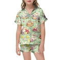 thumbnail image 5 of Kids Pajamas Kids Easter Pajamas Easter Egg Printed Short Sleeve Button-Down Kids Nightwear Toddler Satin Pajamas for Girls 6-7 Years, 5 of 5