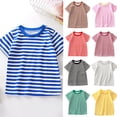 thumbnail image 3 of Ticikt Boys Girls T Shirts, Kids Colorful Striped Shirt Cotton Crew Neck Short Sleeve Tee Tops Blouse for 2-14 Years,, 3 of 4