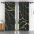 thumbnail image 4 of Lfeey Blackout Curtains for Children's Room, Black Gold Wave Stone Foil Print, 52 Inches Wide, 2 Panels, 4 of 5