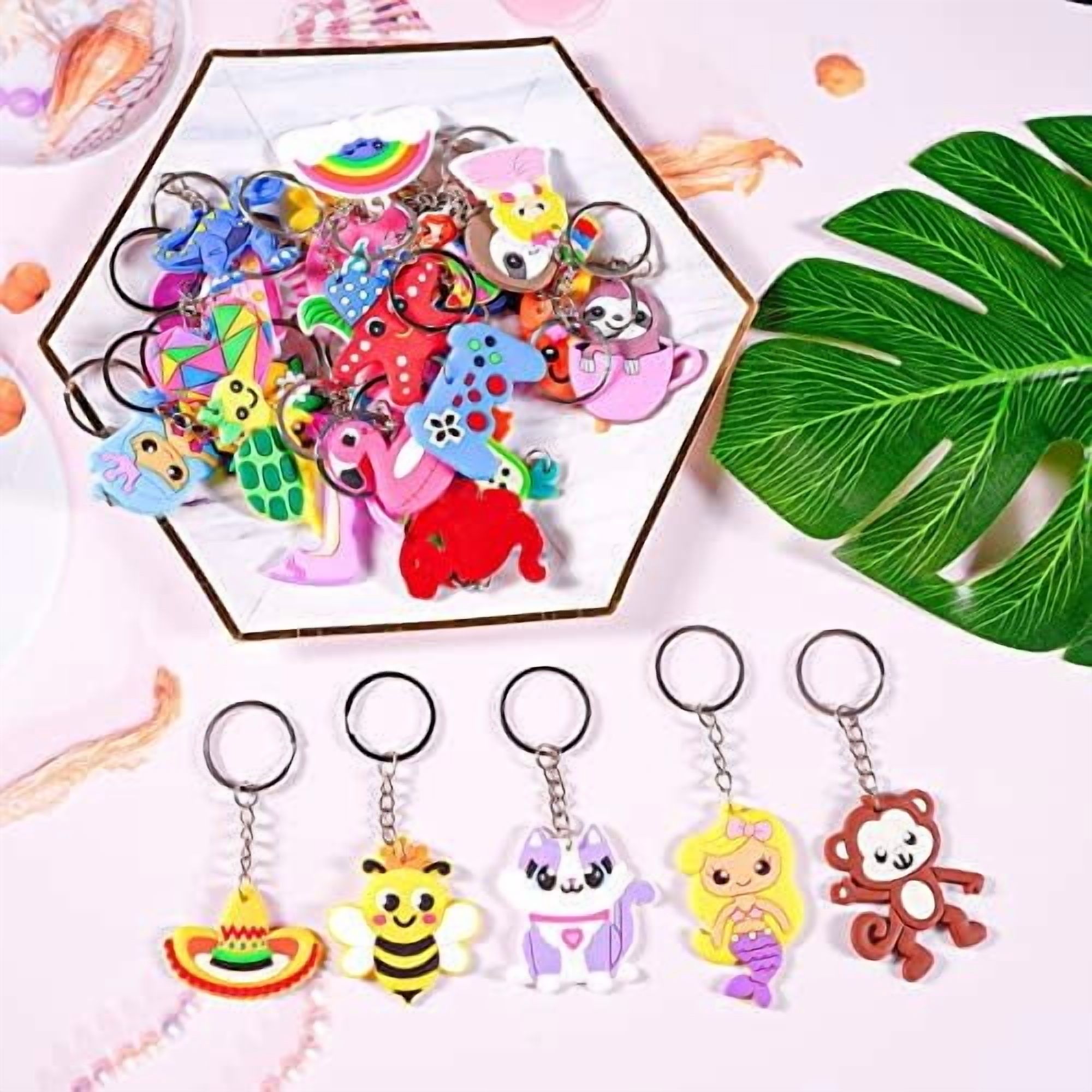 70Pcs Video Game Party Favors Video Game Keychains for Kids Birthday School Party Dinosaur Donut Marine Animal Mermaid Rainbow Bulk Keychains for Birthday Party Supplies$$Home Decor, Kitchen, & Other