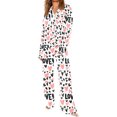 thumbnail image 3 of snilers Pajama Sets for Women 2 Piece Outfits Hearts Print Lounge Sets Fashion Long Sleeve Button Down Shirts and and Pj Pants Cute Pj Set Valentine's Day Clothes, 3 of 8