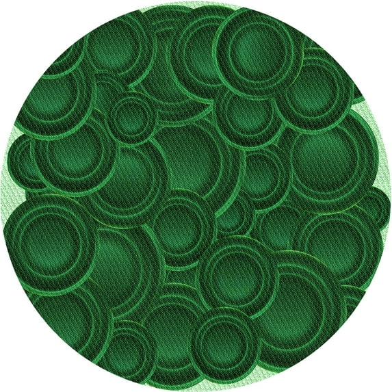 Ahgly Company Machine Washable Indoor Square Transitional Deep Emerald Green Area Rugs, 3' Square