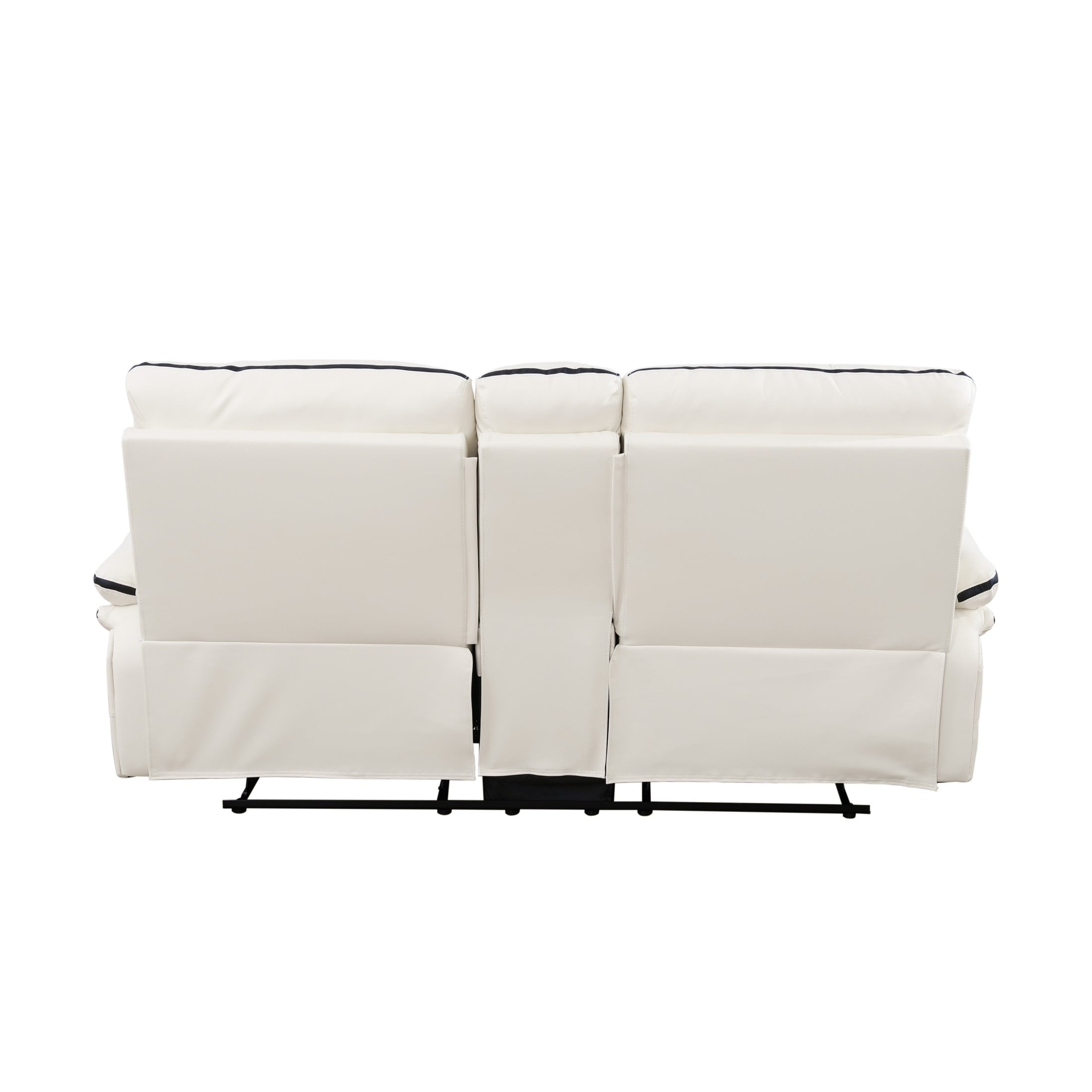 Aukfa Double Recliner Loveseat Sofa, Overstuffed Loveseat with Cupholder for Living Room, White