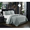 thumbnail image 2 of Chic Home Atasha Box Stitched Design Bed In A Bag Quilt Set - Queen 90x90", Grey, 2 of 6
