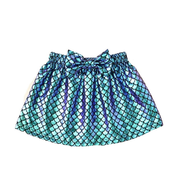 Toddler Girls Summer Dress Multicolor Fish Scale Skirts For Baby Girl Personality Performance Dance Gradient A Line Short Skirt 5-6 Years