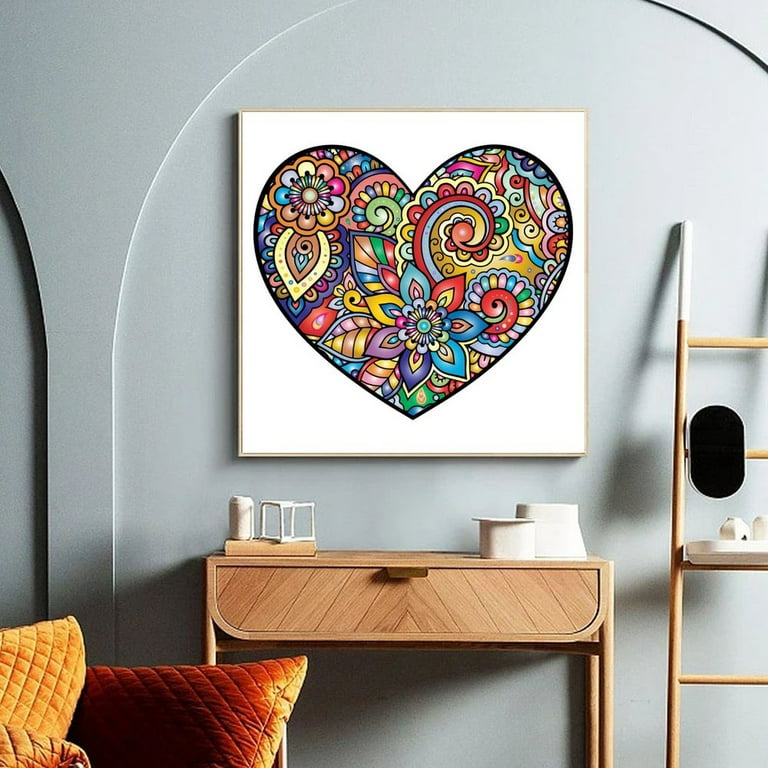 Canvas Prints Wall Art without Framed, Heart Shape of Flower Pattern Print  Modern Wall Décor Home Decoration 