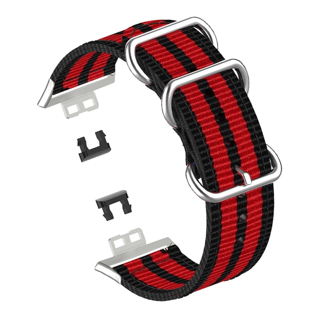 Inteprter Correa de repuesto para reloj inteligente, correa ajustable, piezas de reparación de coloridas tejidas, compatibles con accesorios Watch Electrónica negro rojo