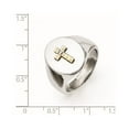thumbnail image 2 of Stainless Steel With 10k Gold Religious Faith Cross and .02ct Diamond Polished Ring Size 10 Ring for Women, 2 of 2