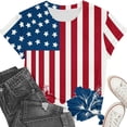 thumbnail image 4 of 4th of July Shirts Women V Neck Floral Short Sleeve Patriotic Tshirt American Flag Stars Graphic Tee Tops, 4 of 5