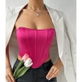 thumbnail image 5 of Beach Vacation Clothes for Women Bra 30 Top Casual Top for Women Clear Strap Bodysuit Dark Girls Heel Sandal Bras Tops Tube Bedroom Clothes Teen Girls Sexy Bustier Corset Lace Off Shoulder Hot Pink M, 5 of 9