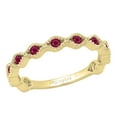 thumbnail image 1 of Dazzlingrock Collection Round Ruby 11 Stone Stackable Wave Band Ring for Women (Color Red, Clarity Highly Included) in 18K Yellow Gold, Size 6, 1 of 4