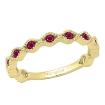 Dazzlingrock Collection Round Ruby 11 Stone Stackable Wave Band Ring for Women (Color Red, Clarity Highly Included) in 18K Yellow Gold, Size 6