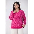 thumbnail image 2 of TIYOMI Plus Size Women's Hot Pink Sweater Knitted Long Sleeve 2X Tops Floral V Neck Warm Sweaters Chunky Pullover Sweater Loose Fit Fall Winter Jumper Tops 2XL 18W 20W, 2 of 9