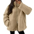 thumbnail image 2 of Karoyedx Fleece Jackets for Women Casual 2025 Fall Winter Fuzzy Fleece Jacket Women Zip Up Warm Sherpa Hoodie Outerwear Oversized Winter Coat Khaki Size,2XL, 2 of 6