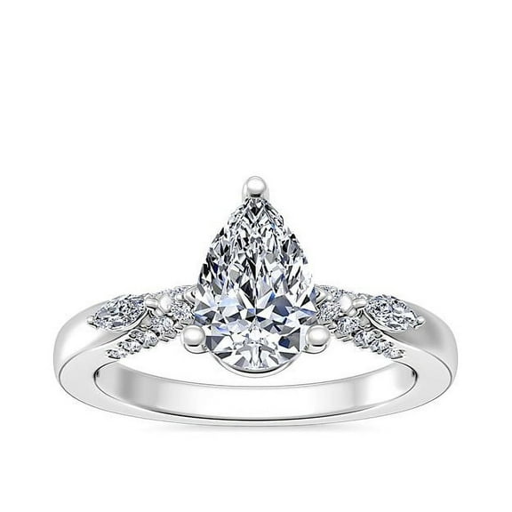 2.20 Carat Pear Cut Moissanite Wonderful Engagement Ring for Women in Solid 14K White Gold Size 7 by Diamond-Capitals