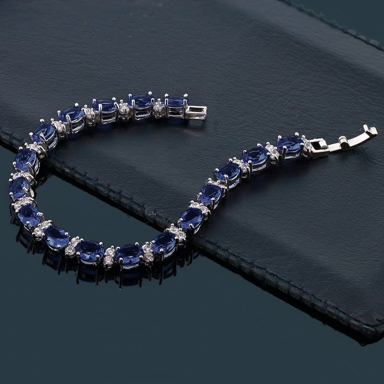 Gem Stone King Blue Cubic Zirconia Tennis Bracelet, 7 Inches photo 3
