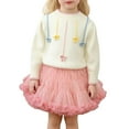 thumbnail image 2 of MAIHAN Girls Sweater and Puffy Skirt Set Handmade Flower Puffy Skirt and Knit Sweater Skirt Set 2 Piece Knitted Outfit for Fall Winter(White,5-6 Years), 2 of 5