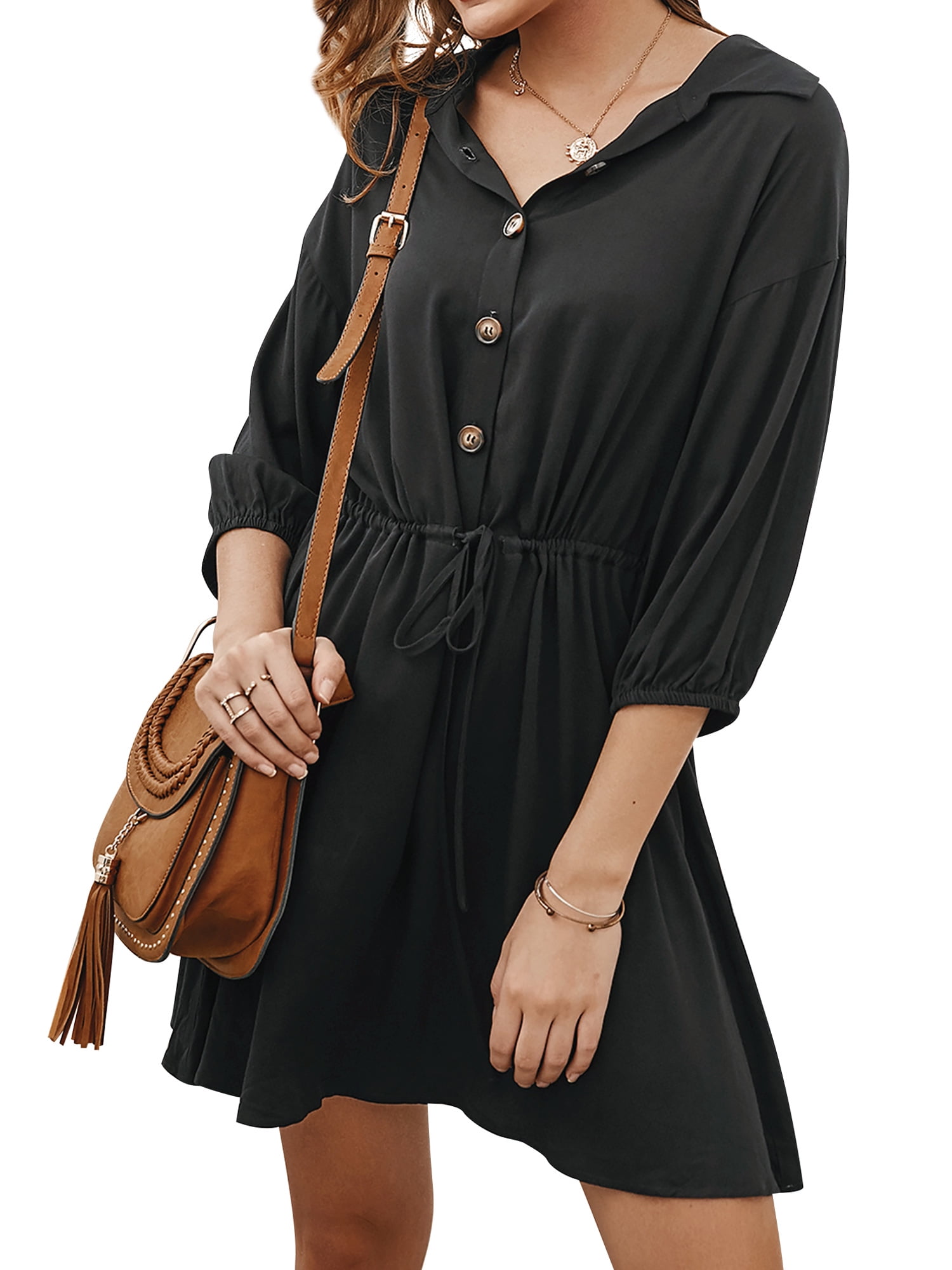 collar button up dress