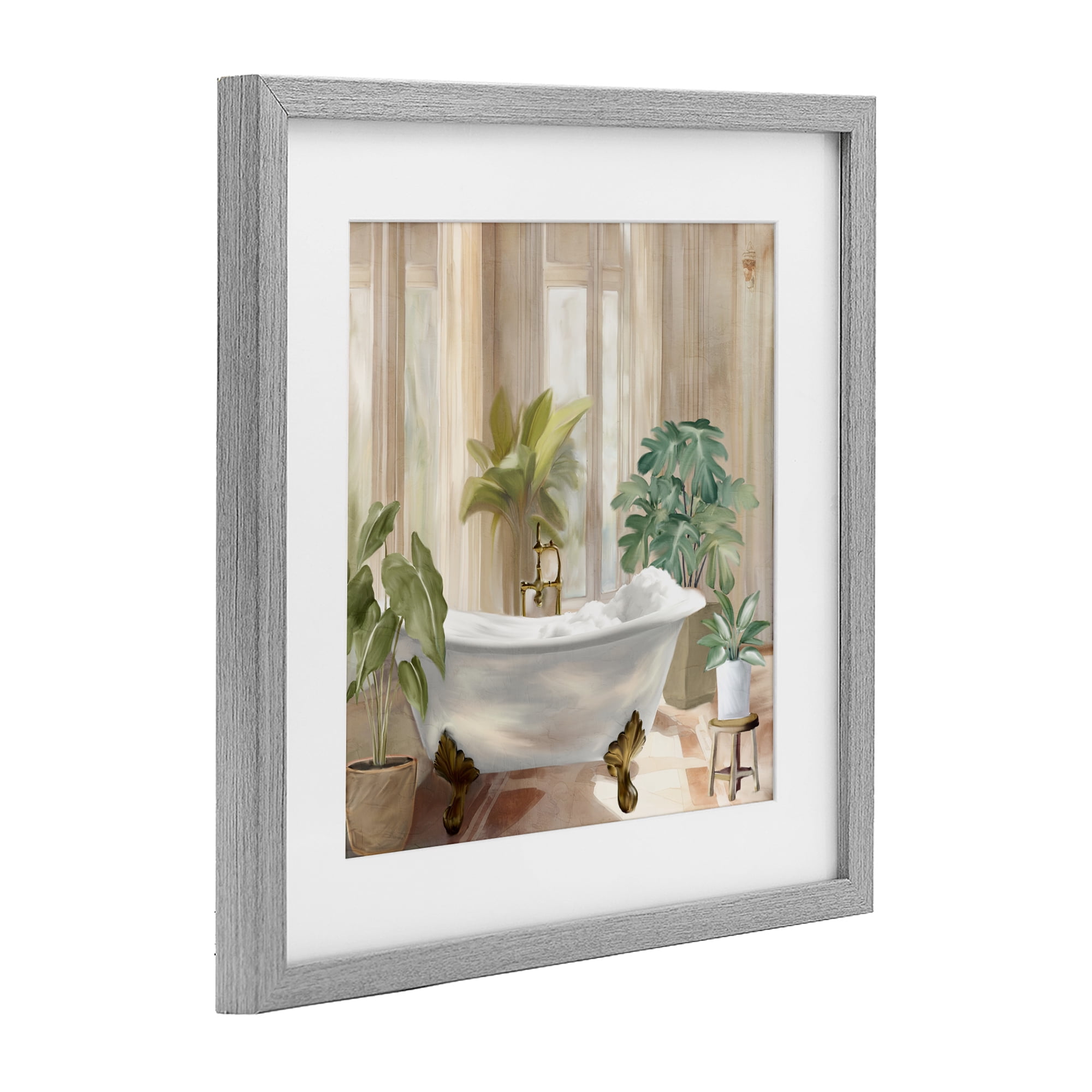 Stupell Industries Serenity Bathroom Plants Gray Framed Print Under Glass, design by Kim Allen