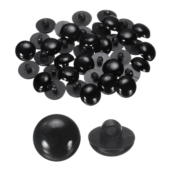 Uxcell 50pcs Plastic Buttons 0.59" Mushroom Domed Sewing Button with Shank, Black