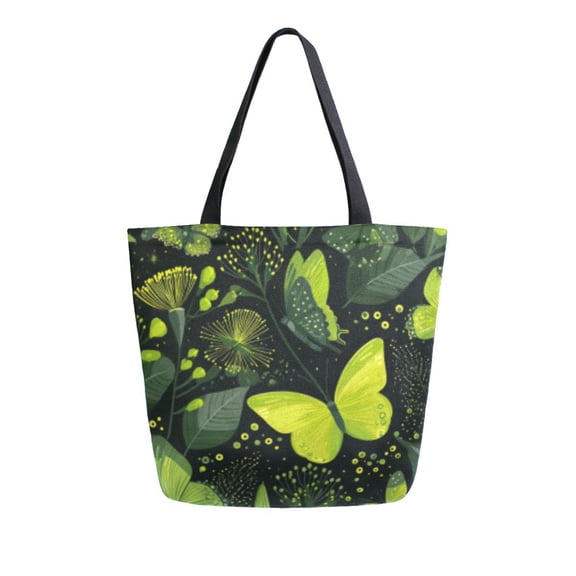 DIXRUYEE Tote Bag Women Weekender Travel Bag Shoulder Handbag Mystic Green Butterfly Forest Printed