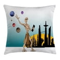 thumbnail image 1 of Outer Space Decor Throw Pillow Cushion Cover, Odd Alien Celestial Body with Small Planets Fantastic Hero Super Powers Image, Decorative Square Accent Pillow Case, 20 X 20 Inches, Multi, by Ambesonne, 1 of 2