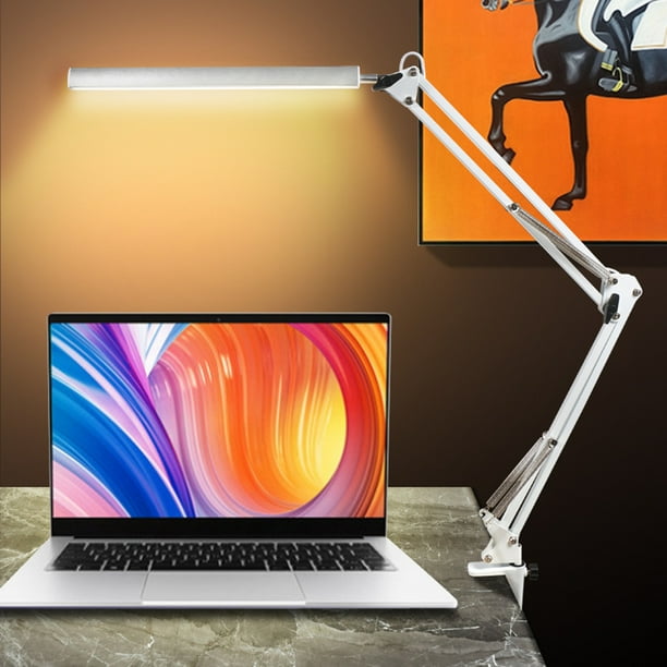 Luz de escritorio de estudio de lectura de protección ocular de brazo largo plegable LED (12W blanco)
