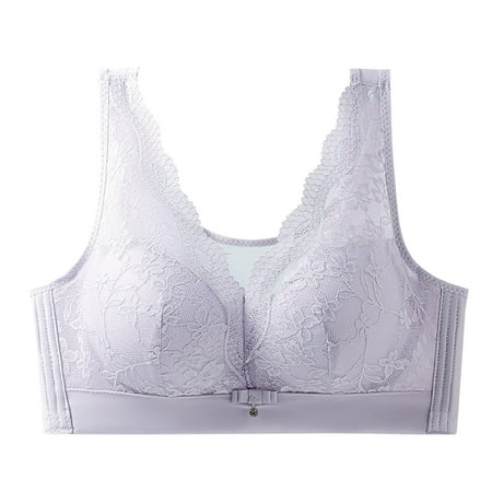 Gnurob Clearance Deals Women s Lace No Underwire Bra Full Coverage Push Up Bralette Beauty Back Smoothing Bras Padded Wireless Bralettes 03-Purple 40/90CD