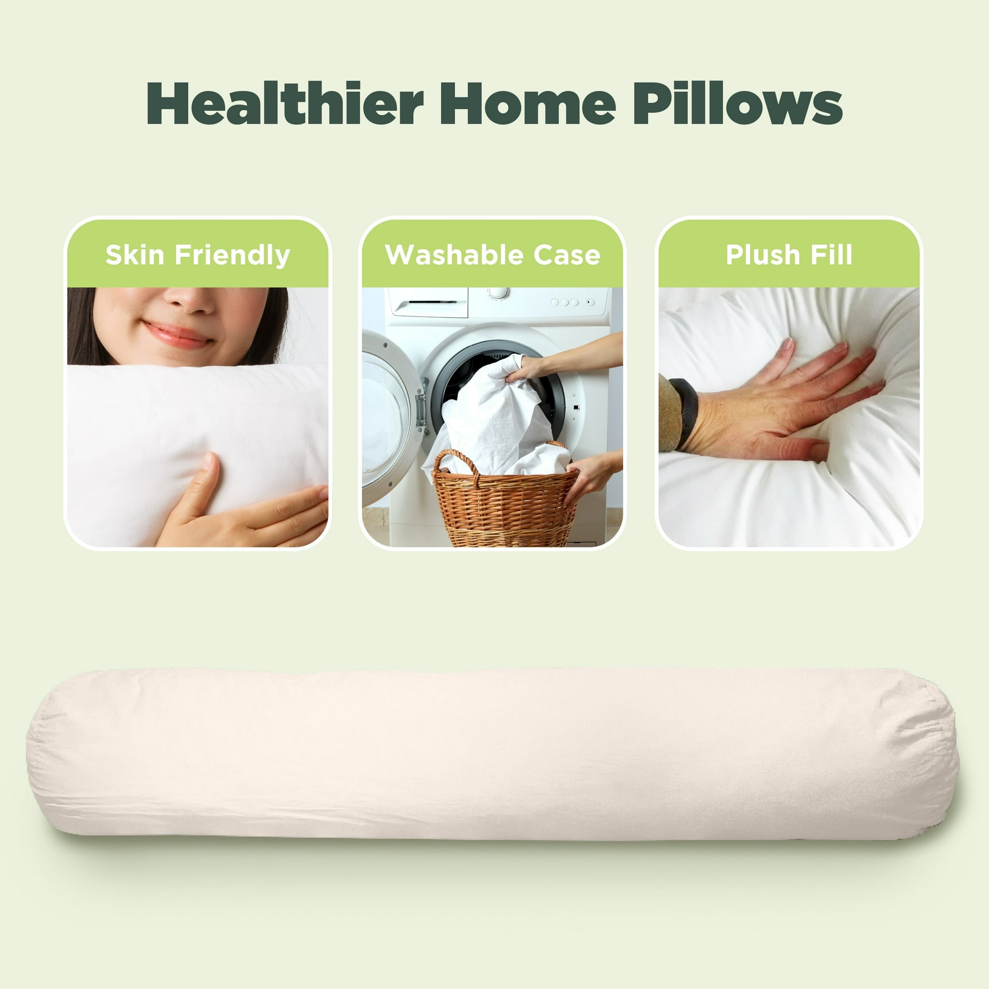 Body Pillow 66x10” – Hypoallergenic Long Pillow for Full Body Support - Comfortable Sleeping Bean with Polyester Fill