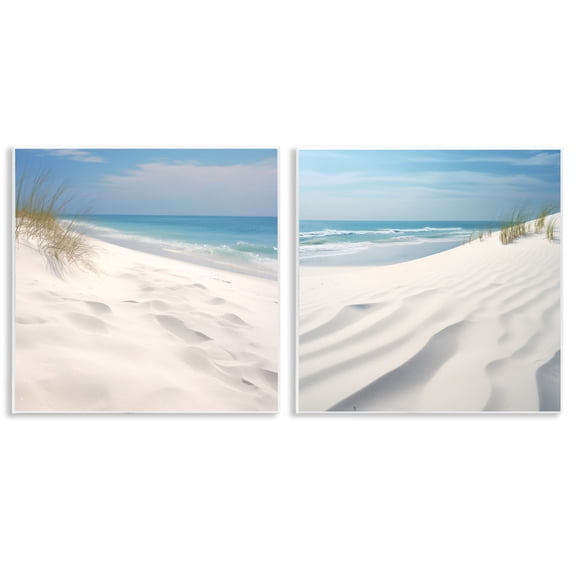 Stupell Industries Serene Beach Sand Dune Landscape & Nature Photography Unframed Art Print Wall Art, 12 x 12, Set of 2