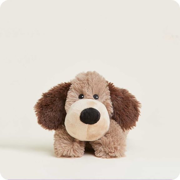 Warmies Junior 9” Brown Dog Stuffed Animal, Microwavable Heated Plushies and Weighted Soft Plush Toys