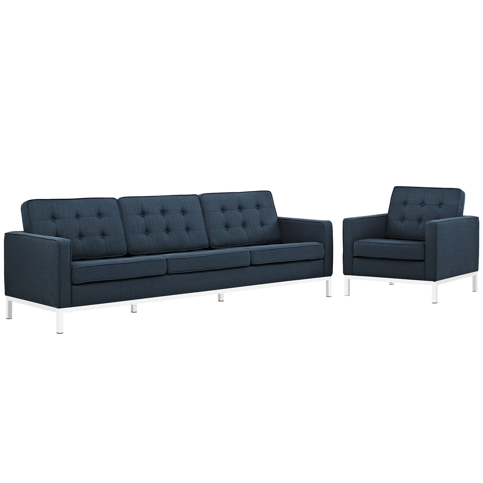 Modern Contemporary Urban Design Living Lounge Room Sofa Set Set Of Two Navy Blue Fabric Walmart Com Walmart Com