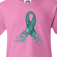 thumbnail image 4 of Inktastic Ovarian Cancer Awareness Teal Ribbon Made of Hearts Youth T-Shirt, 4 of 5