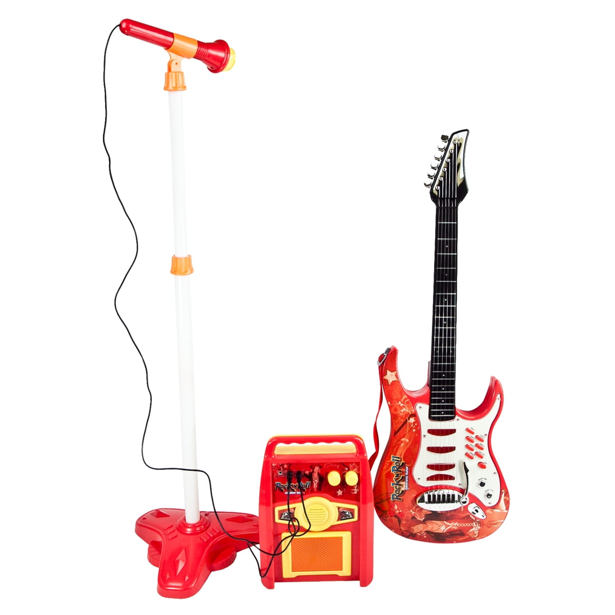 kids guitar and microphone
