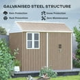 thumbnail image 3 of GVN Garden Storage Shed, Tool Storage Shed,8' x 6' Metal Garden Storage Shed w/ Doors, Window and Air Vents, Brown, 3 of 11