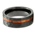 thumbnail image 2 of Koa Wood Tungsten Ring,Engagement Ring,Black Tungsten Ring,8mm Wedding Ring,Anniversary Ring,Hammered Ring, 2 of 4