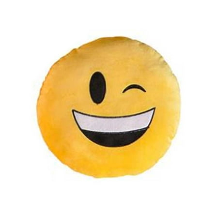 wink face yellow emoji pillow smiley plush cushion cell phone