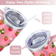 thumbnail image 5 of 40oz Cute Red Strawberry Stainless Steel Flip Straw Tumbler Spill Proof Travel Cup Double Wall Vacuum Insulated Coffee Mug with Top Handle, 5 of 6