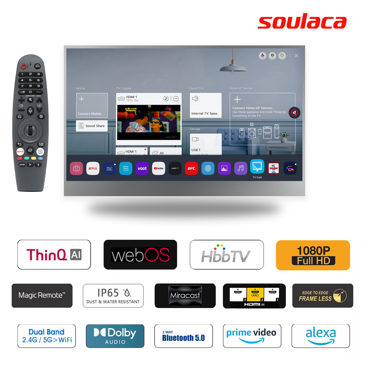 Soulaca Smart 22 pulgadas pantalla táctil mágico espejo LED TV para baño  ATSC sintonizador WiFi Bluetooth integrado espejo mágico pantalla táctil