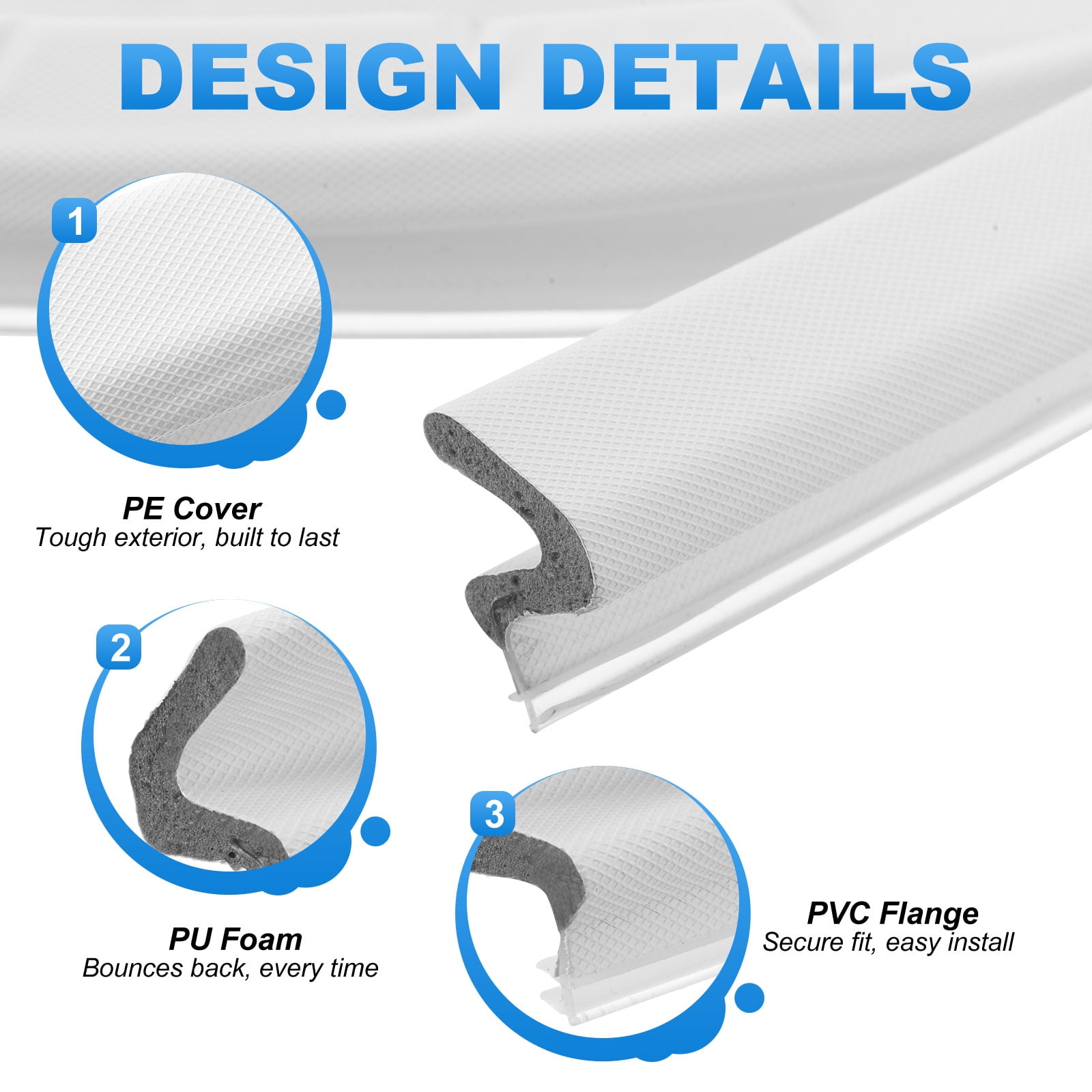 Uxcell Door Weather Stripping, 19.69 ft V-shaped Kerf Front Exterior Door Frame Weather Stripping with 4 Corner Seals for Soundproof Entry Interior Frame Window Gap Filler, White/Grey
