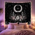 thumbnail image 2 of Two Birds on Crescent Moon with Flowers and Stars on Black Background, Mystical Gothic for Dark Art Lovers, Detailed Symmetrical Art, Halloween Gift, Tapestry Wall Hanging for Bedroom and Dorm, 2 of 7