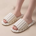 thumbnail image 4 of ZVNAΖH Women's Striped Open Toe Slippers Soft Flat Sole Indoor Outdoor House Shoes, 4 of 8