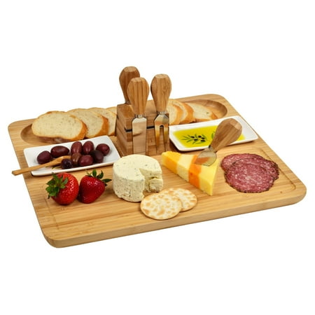 Bamboo Cheese - Picnic at Ascot Sherborne Bamboo Cheese Board Set with Dishes and Tools