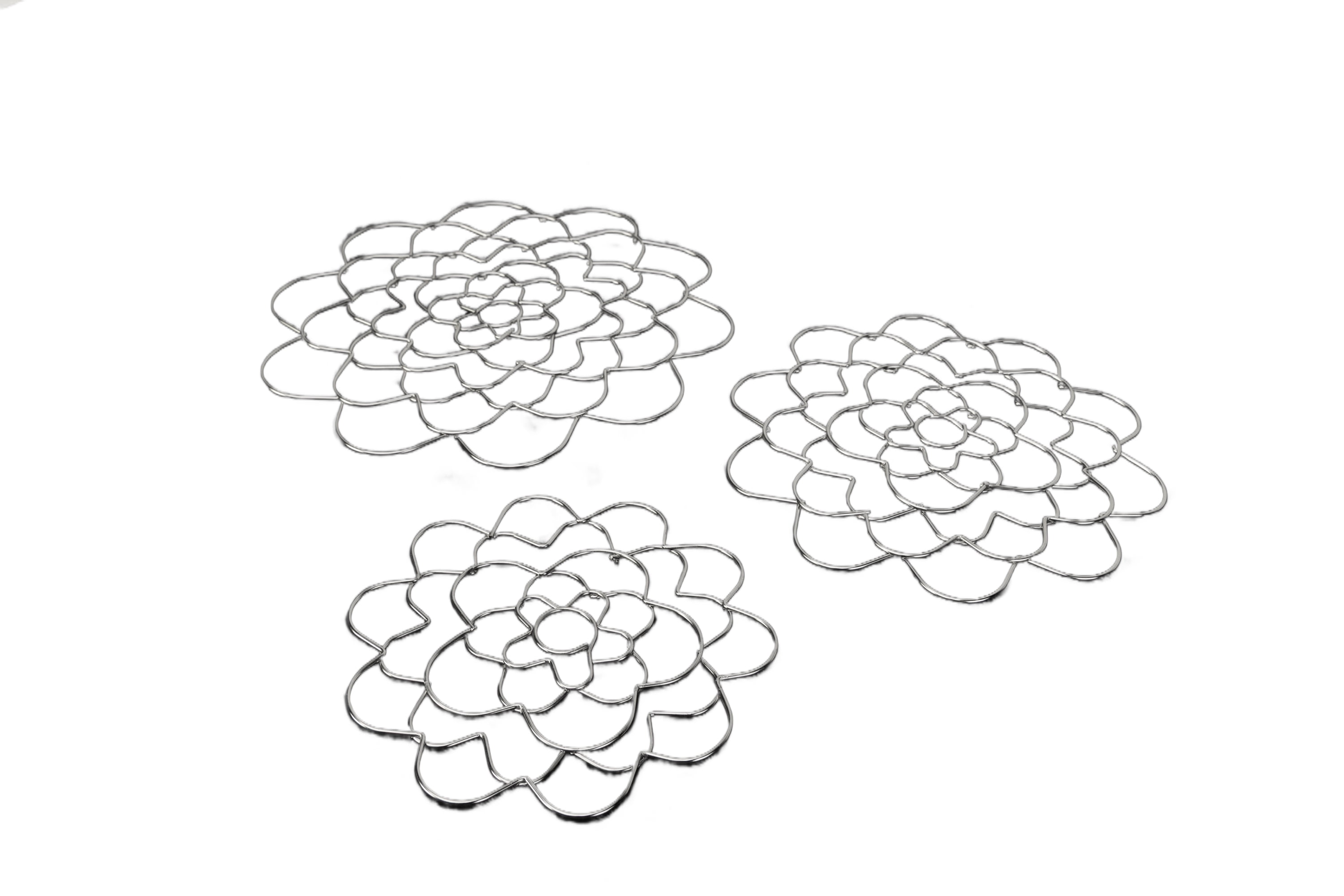 Silver Flower Frog Set of 3