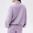 thumbnail image 5 of Fesfesfes Women's Half-Zip Mock Neck Sweatshirts Solid Color Ribbed Cuffs Hem Long Sleeve Blouses Fall Winter Office Commutes Tops(Purple#1,M), 5 of 7