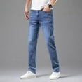 thumbnail image 3 of Summer Thin Men's Elastic Cotton Jeans Fashion Gray Comfortable Business Straight Casual Pants Brand Male Clothes Trousers, 3 of 6
