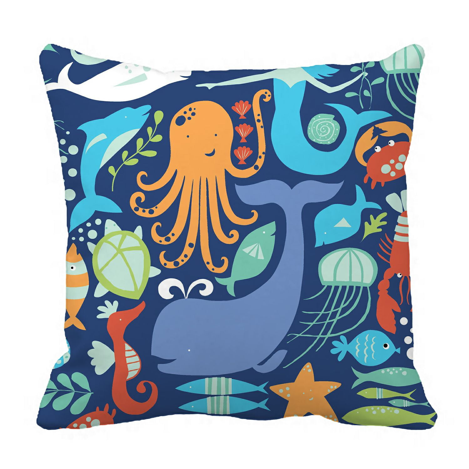 ZKGK Underwater World Sea Life Ocean Animals Fish Coral Pillowcase Home