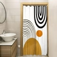 thumbnail image 2 of Abstract Mid Century Small Stall Shower Curtain for Bathroom Decor 36Wx72H Inches Single Half Narrow RV Boho Modern Minimalistic Geometry Aesthetic Fabric Waterproof Polyester 7 Pack Hooks, 2 of 6