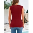 thumbnail image 2 of Camiseta sin mangas acanalada con mangas tipo cap de mujer PRETTYGARDEN color vino XL, 2 of 8